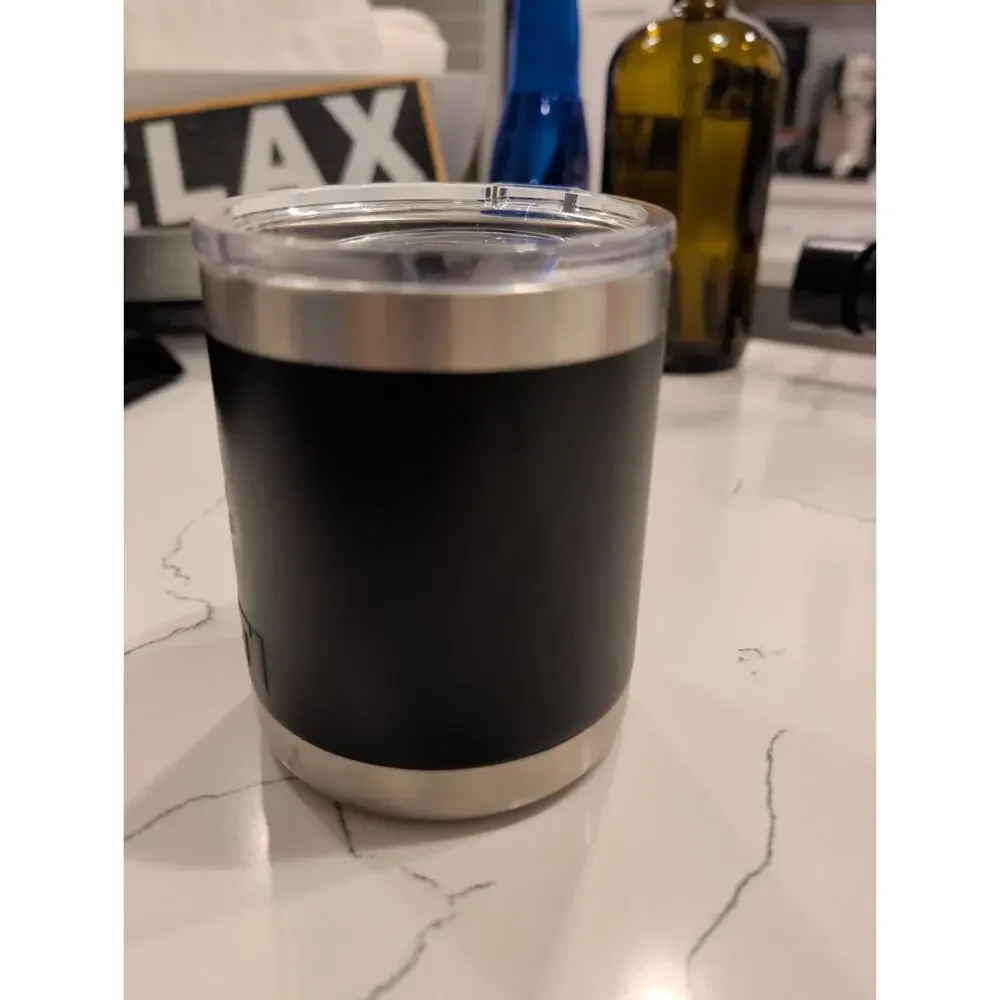 YETI Rambler 10 oz Lowball Tumbler Black Stainless Steel w/ Lid